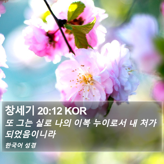 창세기 20:12 KOR Bible Study