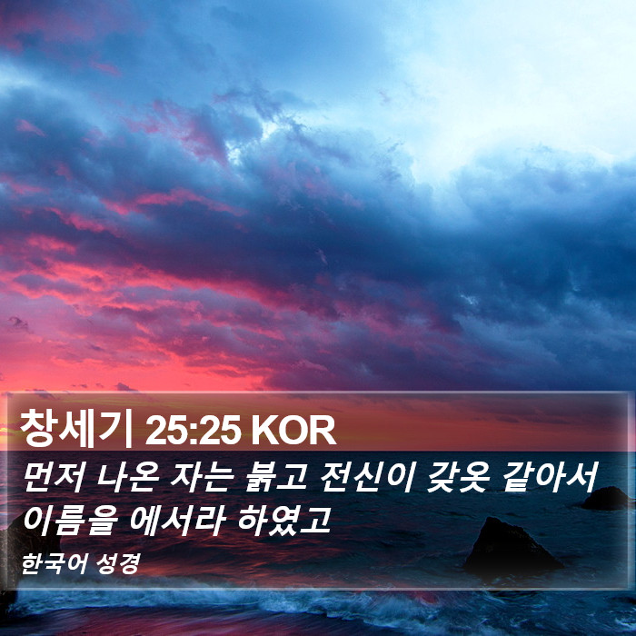 창세기 25:25 KOR Bible Study