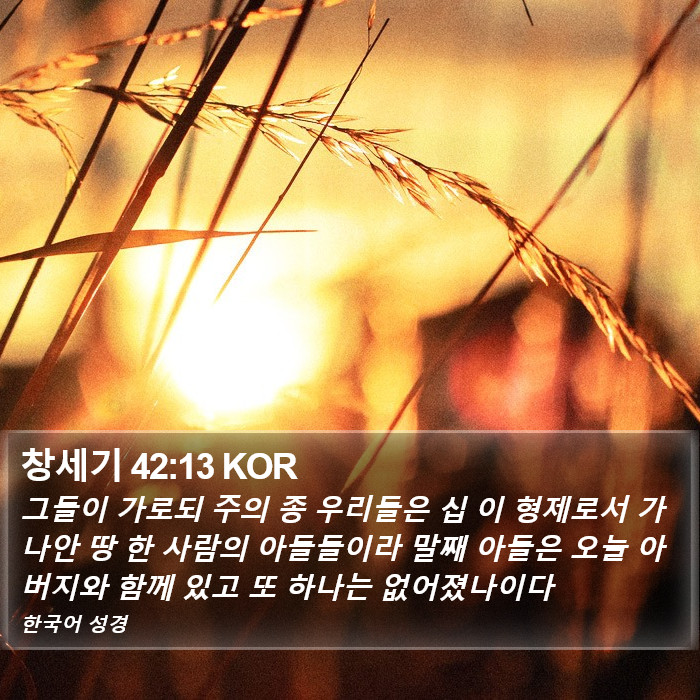 창세기 42:13 KOR Bible Study