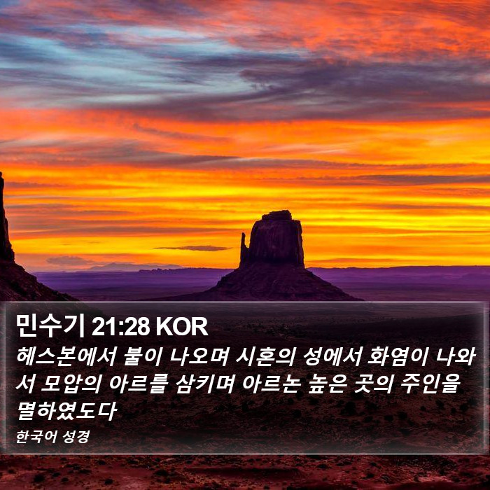 민수기 21:28 KOR Bible Study