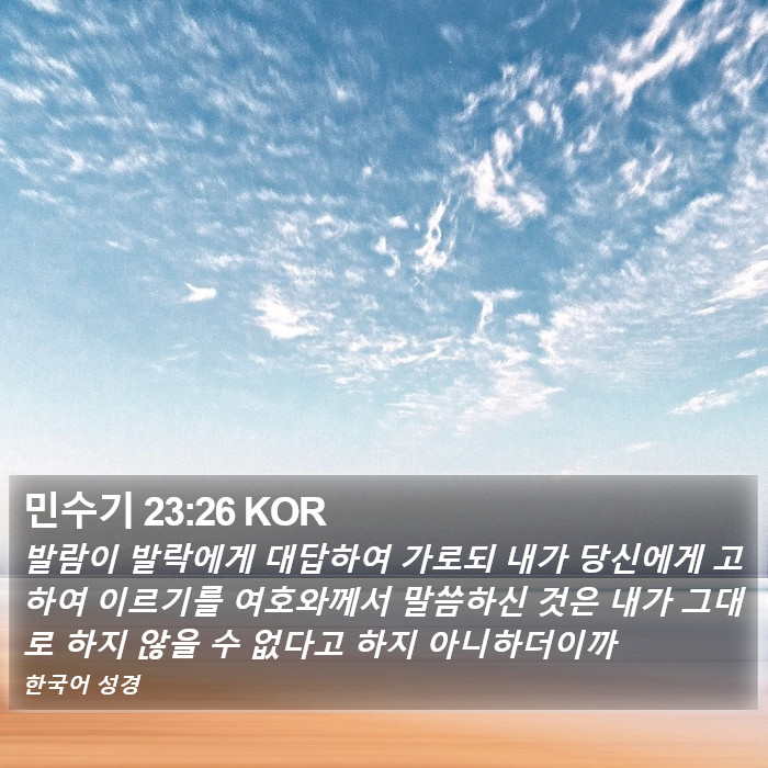 민수기 23:26 KOR Bible Study