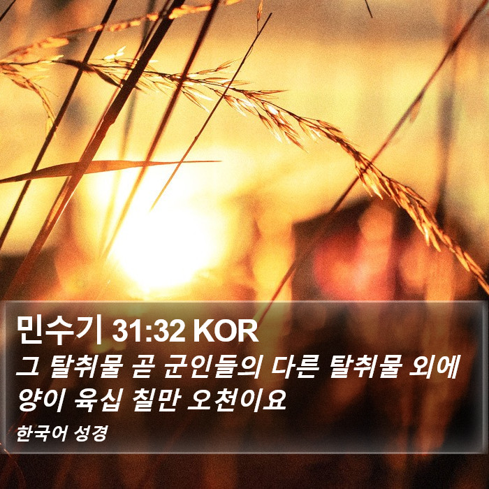 민수기 31:32 KOR Bible Study