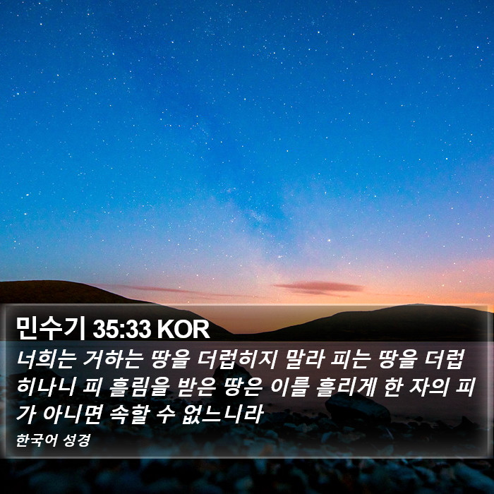 민수기 35:33 KOR Bible Study