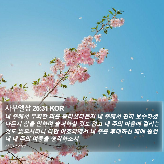 사무엘상 25:31 KOR Bible Study