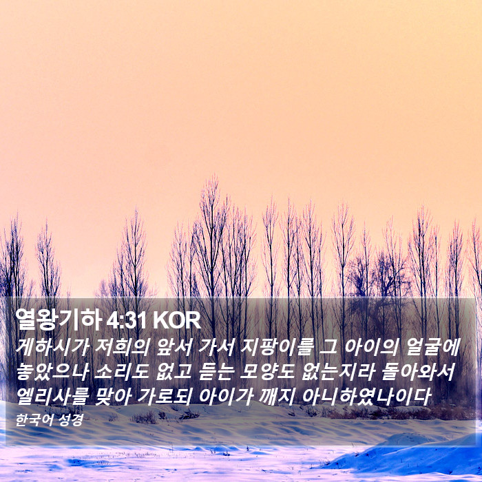 열왕기하 4:31 KOR Bible Study