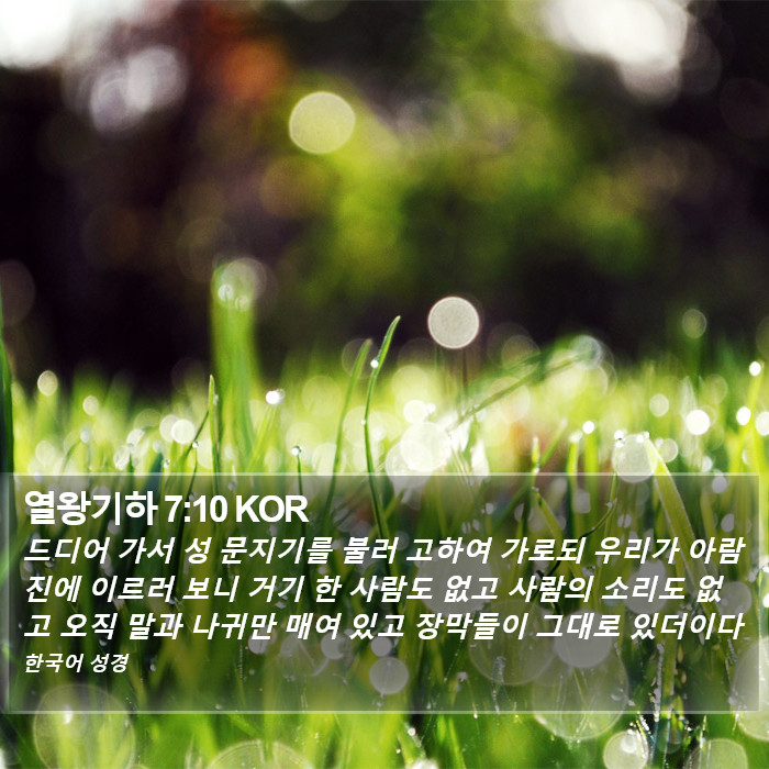 열왕기하 7:10 KOR Bible Study