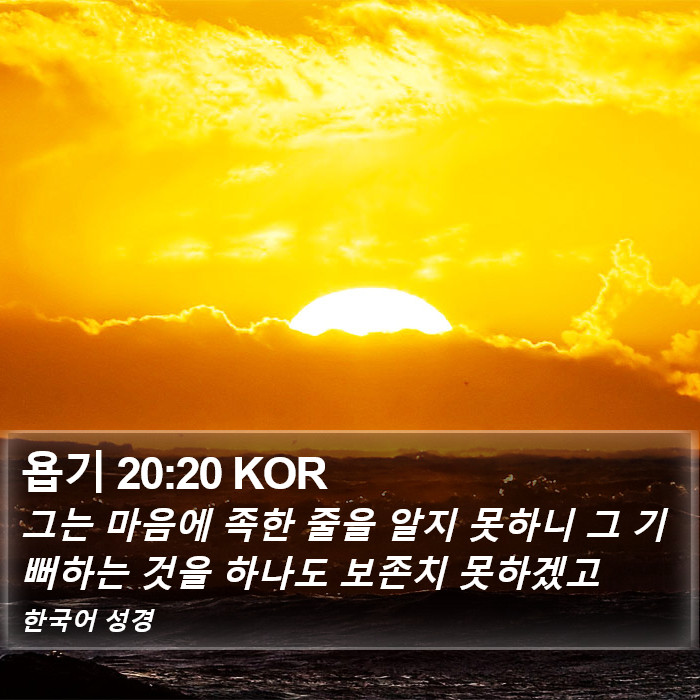 욥기 20:20 KOR Bible Study