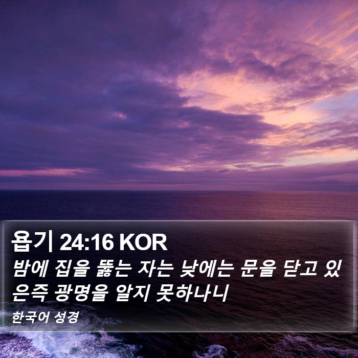 욥기 24:16 KOR Bible Study