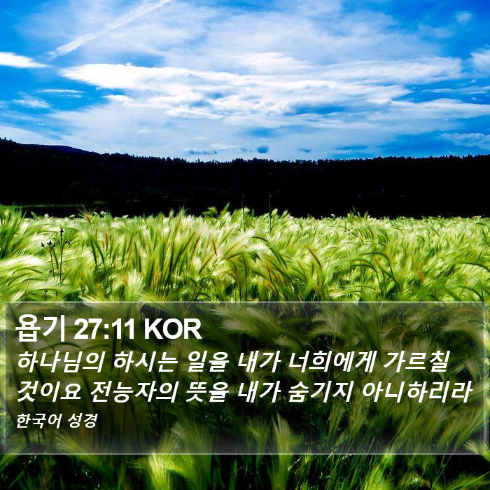 욥기 27:11 KOR Bible Study