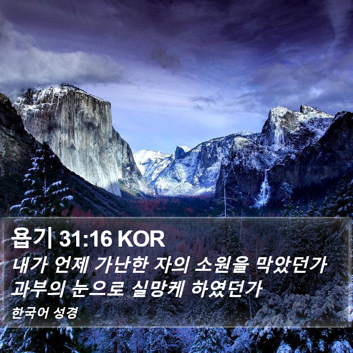 욥기 31:16 KOR Bible Study