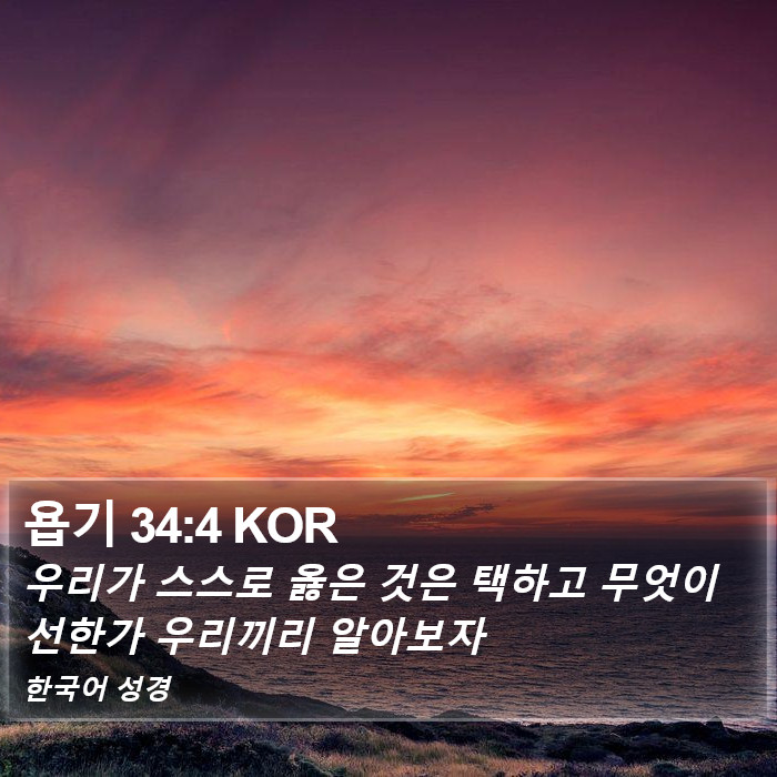 욥기 34:4 KOR Bible Study