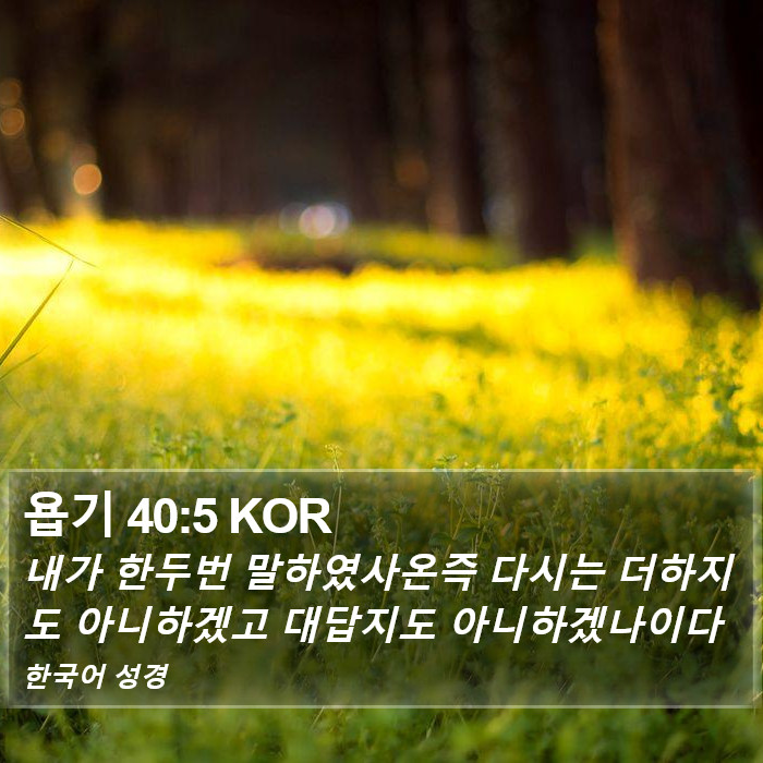 욥기 40:5 KOR Bible Study