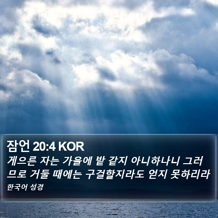 잠언 20:4 KOR Bible Study