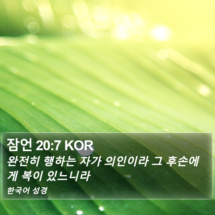 잠언 20:7 KOR Bible Study