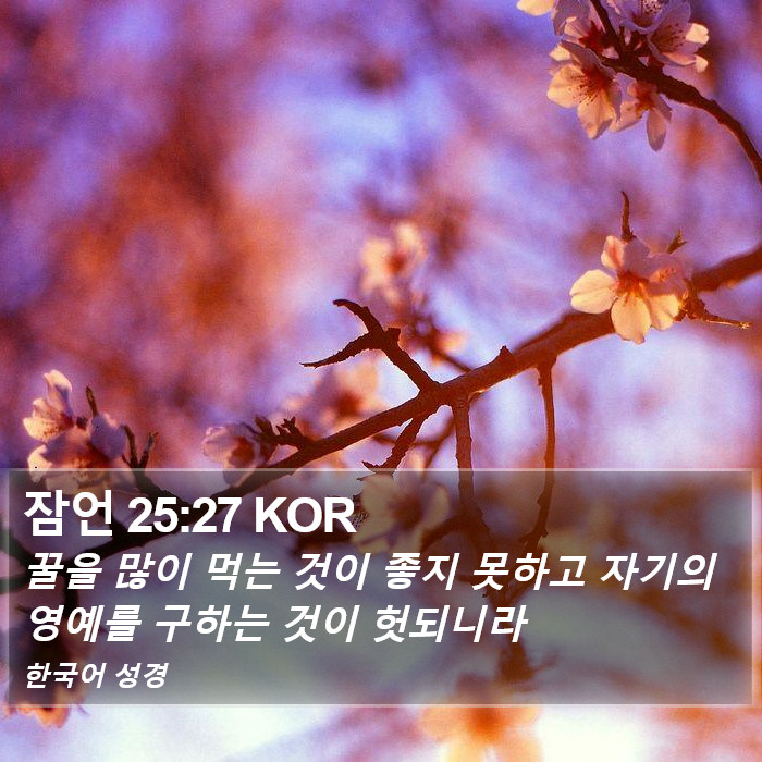 잠언 25:27 KOR Bible Study