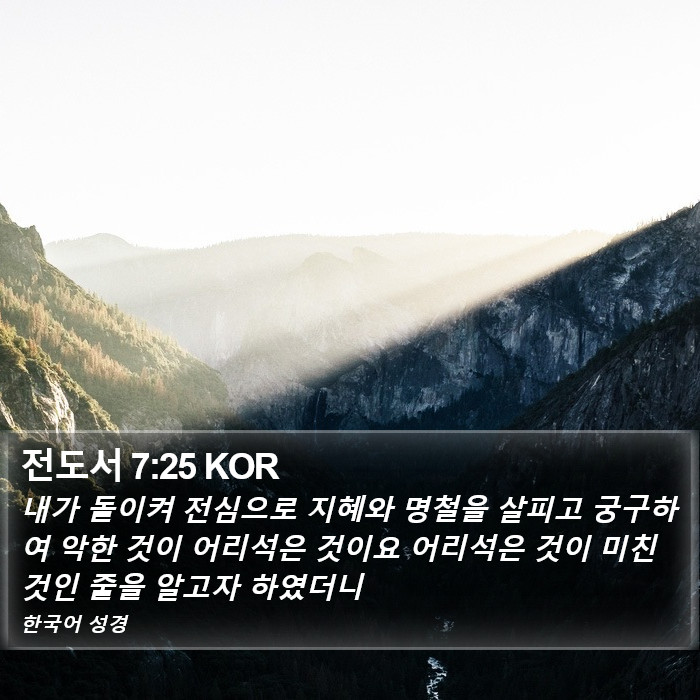 전도서 7:25 KOR Bible Study