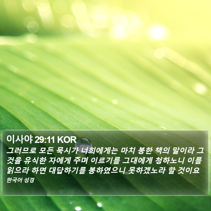 이사야 29:11 KOR Bible Study