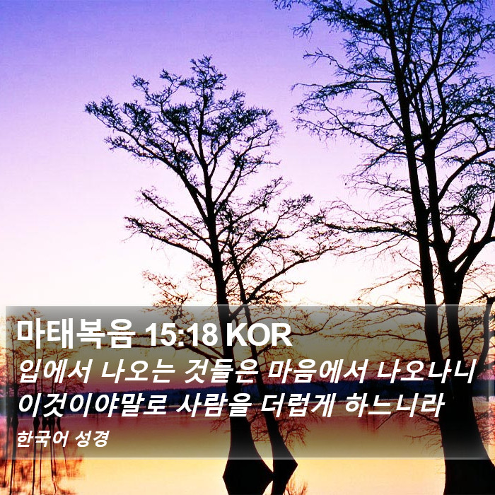 마태복음 15:18 KOR Bible Study