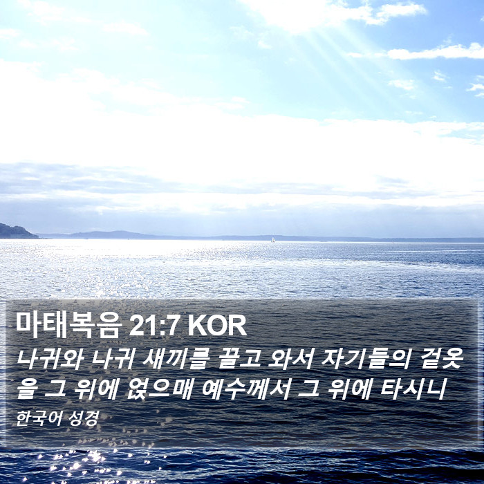 마태복음 21:7 KOR Bible Study