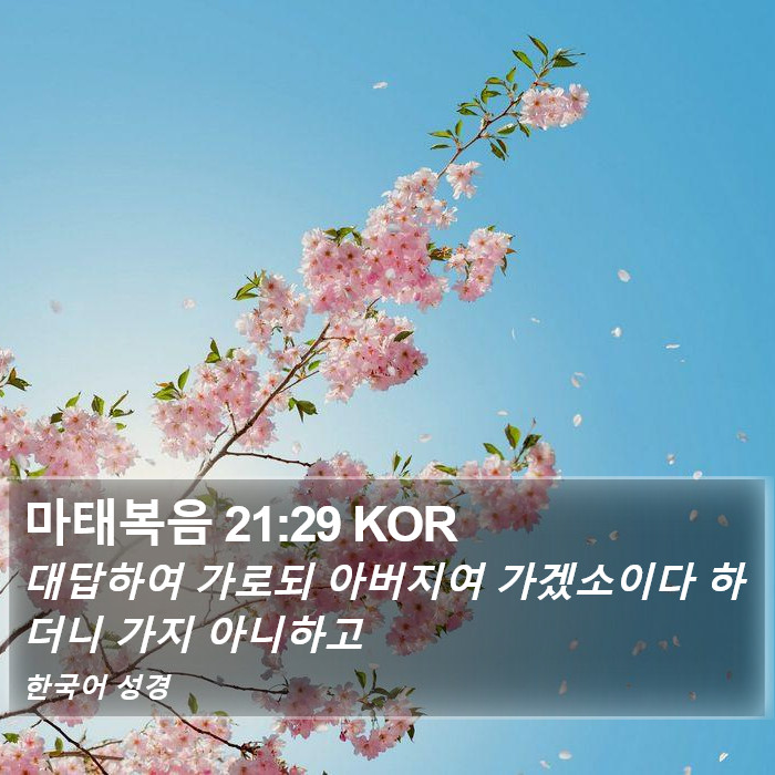 마태복음 21:29 KOR Bible Study