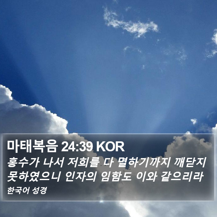 마태복음 24:39 KOR Bible Study