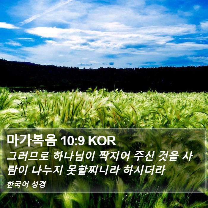 마가복음 10:9 KOR Bible Study