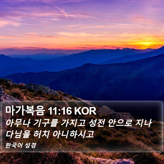 마가복음 11:16 KOR Bible Study